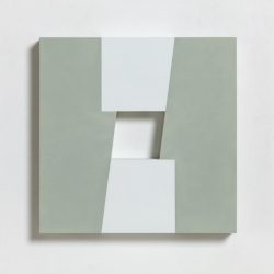 Two identical shapes, grey, green and white